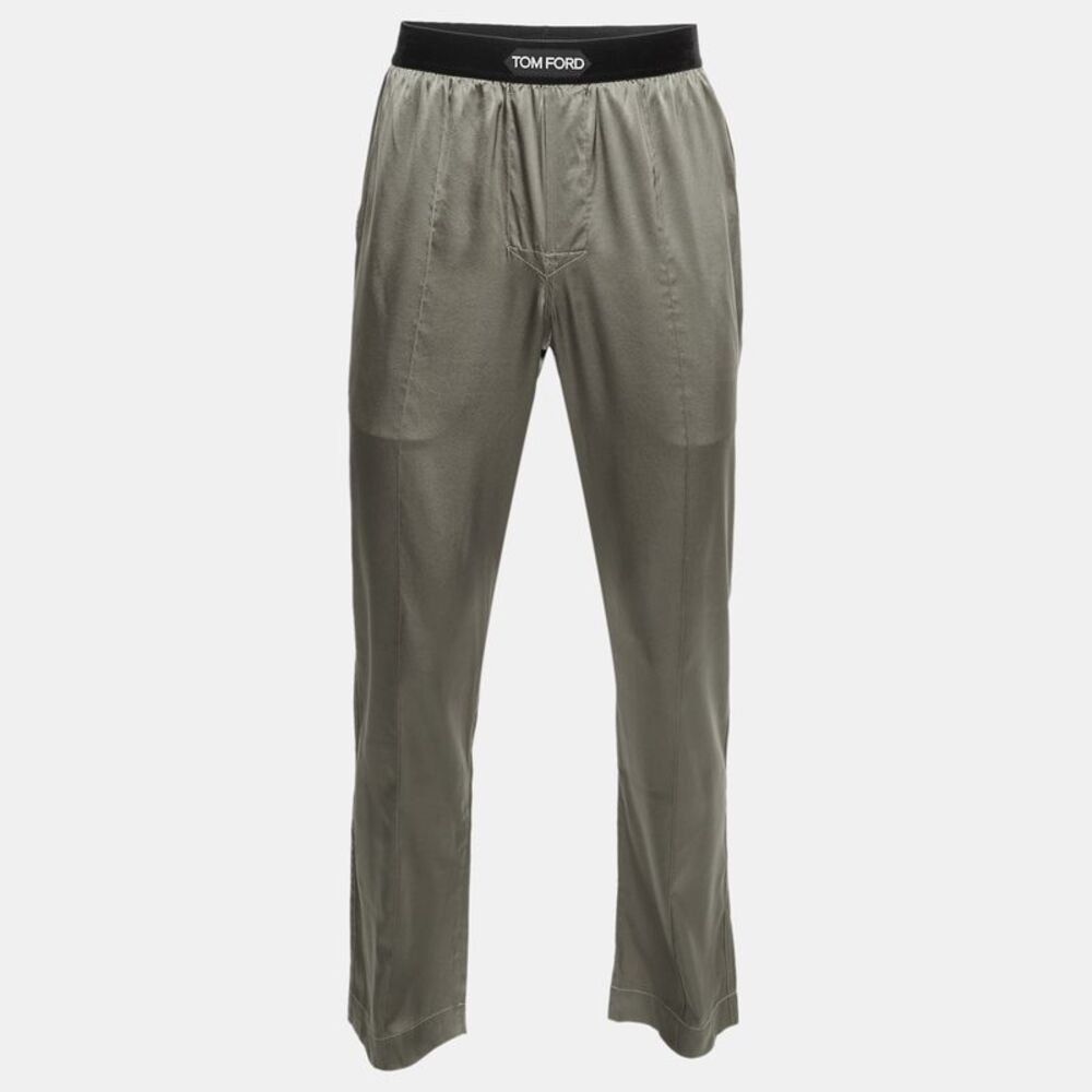 Tom Ford Grey Satin And Velvet Trimmed Trousers M